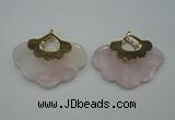 NGP1076 8*40*50mm rose quartz pendants with brass setting