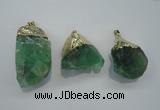 NGP1088 20*30mm - 25*50mm nuggets green fluorite pendants