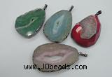 NGP1107 30*40 - 40*55mm freeform druzy agate pendants with brass setting