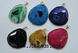 NGP1112 25*30 - 45*55mm freeform druzy agate pendants with brass setting