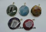 NGP1113 40*45 - 45*50mm freeform druzy agate pendants with brass setting