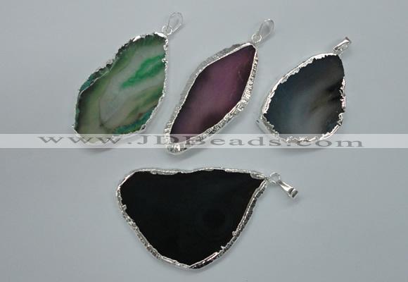 NGP1115 30*40 - 40*65mm freeform druzy agate pendants with brass setting