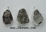 NGP1125 25*40 - 35*45mm freeform druzy agate pendants with brass setting