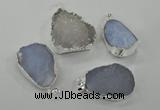 NGP1135 25*35mm - 40*45mm freeform druzy agate pendants with brass setting