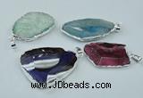 NGP1148 25*35mm - 35*45mm freeform druzy agate pendants with brass setting