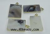 NGP1155 25*35mm - 40*50mm freeform agate pendants with brass setting