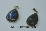 NGP1158 20*30mm - 25*35mm freeform labradorite pendants with brass setting