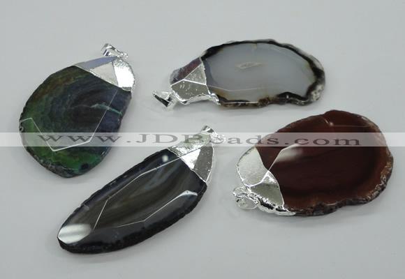 NGP1159 35*50mm - 50*70mm freeform agate pendants with brass setting