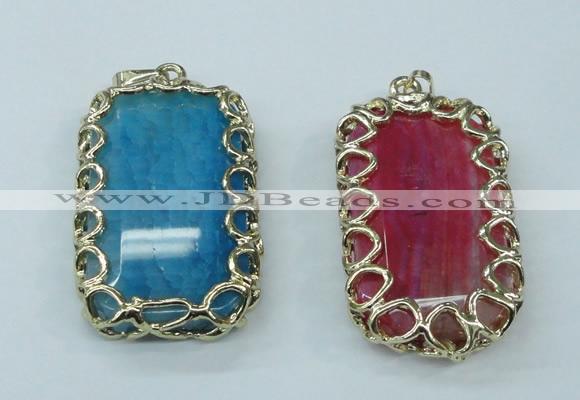 NGP1161 35*60mm freeform agate pendants with brass setting