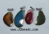 NGP1230 35*65mm - 45*70mm freeform agate pendants with brass setting