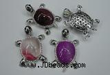 NGP1295 43*60mm tortoise agate pendants with crystal pave alloy settings