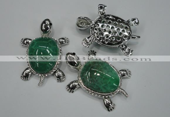 NGP1297 43*60mm tortoise agate pendants with crystal pave alloy settings