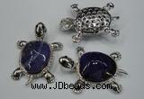 NGP1299 43*60mm tortoise agate pendants with crystal pave alloy settings