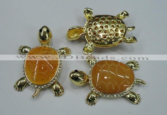 NGP1304 43*60mm tortoise agate pendants with crystal pave alloy settings