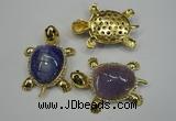 NGP1305 43*60mm tortoise agate pendants with crystal pave alloy settings