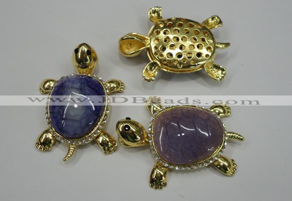 NGP1305 43*60mm tortoise agate pendants with crystal pave alloy settings