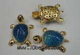 NGP1307 43*60mm tortoise agate pendants with crystal pave alloy settings