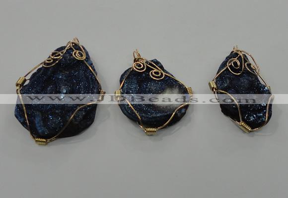 NGP1322 30*40mm - 45*60mm freeform agate pendants with brass setting