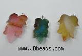 NGP1365 30*40mm - 35*45mm leaf agate pendants with brass setting