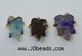 NGP1367 30*40mm - 35*45mm leaf agate pendants with brass setting