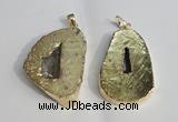 NGP1386 35*40mm - 40*50mm freeform plated druzy agate pendants