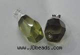 NGP1392 15*20mm - 15*30mm faceted nuggets lemon quartz pendants