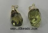 NGP1393 18*25mm - 15*35mm faceted nuggets lemon quartz pendants