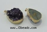 NGP1402 22*35mm - 30*40mm freeform druzy amethyst pendants wholesale