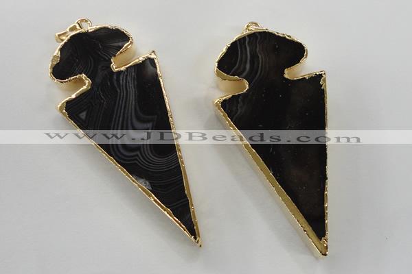 NGP1410 30*65mm arrowhead agate gemstone pendants wholesale