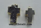 NGP1447 20*40mm - 30*55mm cross druzy amethyst gemstone pendants