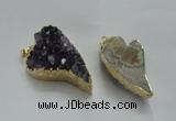 NGP1448 20*40mm - 28*45mm heart druzy amethyst gemstone pendants