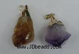 NGP1466 18*35mm - 20*45mm nuggets amethyst & citrine pendants