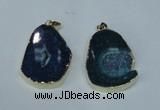 NGP1492 30*45mm - 40*50mm freeform plated druzy agate pendants