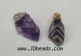 NGP1504 20*30mm - 25*50mm nuggets amethyst gemstone pendants