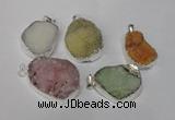 NGP1511 20*30mm - 25*35mm freeform plated druzy agate pendants