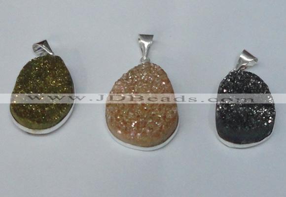 NGP1512 20*30mm - 25*35mm freeform plated druzy agate pendants