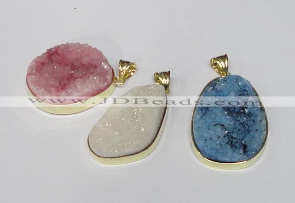 NGP1516 20*30mm - 25*35mm freeform plated druzy agate pendants