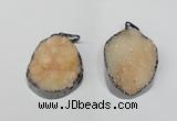 NGP1519 30*35mm - 30*40mm freeform plated druzy agate pendants