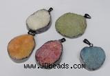 NGP1523 30*35mm - 30*40mm freeform plated druzy agate pendants