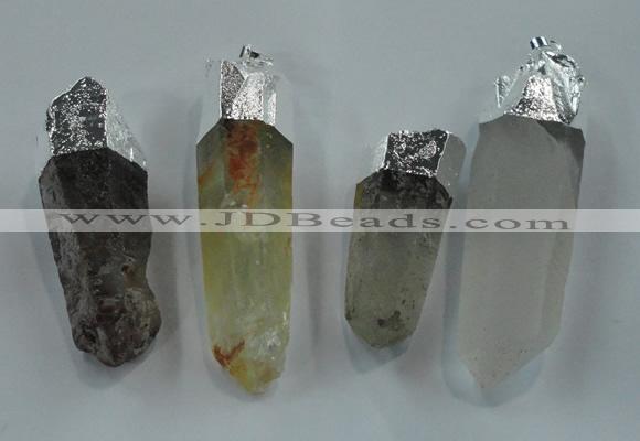 NGP1549 15*45mm - 20*65mm faceted nuggets mixed quartz pendants