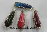 NGP1563 18*25*65mm teardrop agate with brass setting pendants