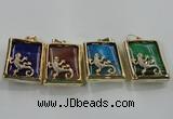 NGP1568 9*33*45mm rectangle agate with brass setting pendants