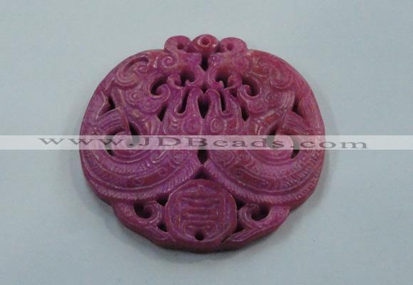 NGP1610 67*68mm Carved dyed natural hetian jade pendants wholesale