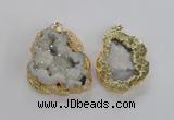 NGP1675 35*40mm - 45*50mm freeform plated druzy agate pendants