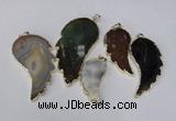 NGP1695 20*40mm - 35*70mm carved leaf agate gemstone pendants