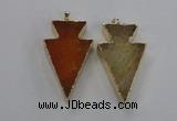 NGP1714 28*50mm - 30*55mm arrowhead agate gemstone pendants