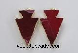 NGP1715 28*50mm - 30*55mm arrowhead agate gemstone pendants