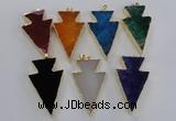 NGP1719 28*50mm - 30*55mm arrowhead agate gemstone pendants