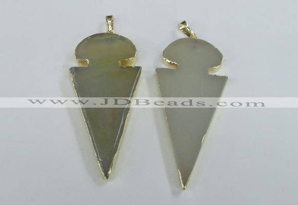 NGP1721 30*65mm arrowhead agate gemstone pendants wholesale