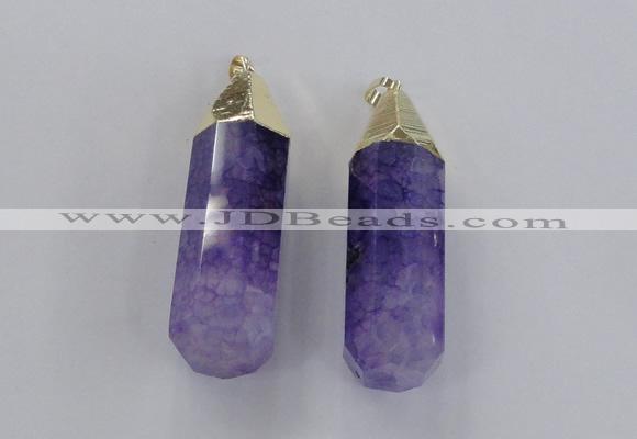 NGP1736 17*60mm faceted nuggets agate gemstone pendants wholesale